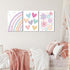 3 12x16in Pieces Nursery Boho Wall Art, Framed Cartoon Rainbow Canvas Prints, Colorful Heart Wall Decor, Cute Flower