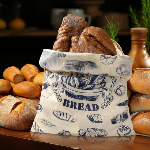 2 17" 12" Pcs Bread Bags for Homemade Maker Gift Zipper Reusable Beeswax Bread Storage Bags with Lining Large Freezer