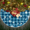 Christmas Tree Skirt, 48 inches Blue Buffalo Plaid with White Snowflake for Holiday Party Decorations