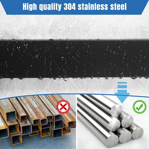 Magnetic Knife Holder for Wall, 10 Inch Black Magnetic Knife Strip with 2 Hooks, Stainless Steel Magnet Rack for Knives
