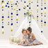 46 Ft Navy Blue and Gold Circle Dots Garland, Royal Blue Hanging Paper Polka Dot Streamer for Party Decorations