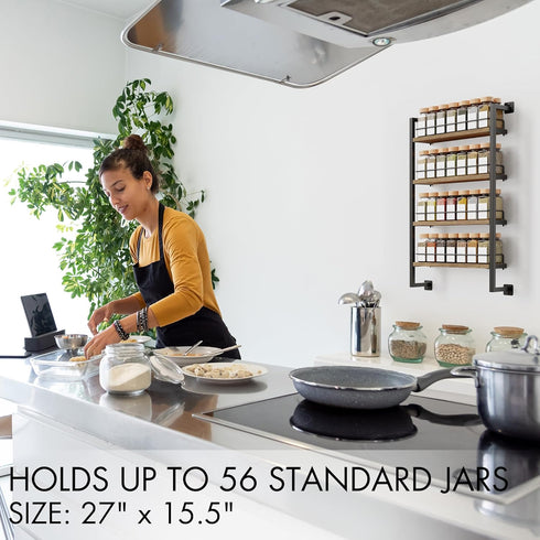 56 ZICOTO Space Saving Spice Rack Organizer Shelf for Wall Mount - Easy To Install Modern Hanging Racks For up to Jars