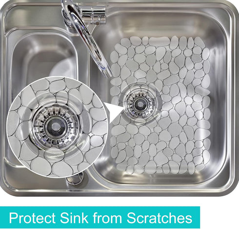 Coopay Kitchen Sink Mat - 2 Pack Pebble Protect Mat PVC Eco-friendly Adjustable Dish Drying Pad Protector (15.8 x 11.8