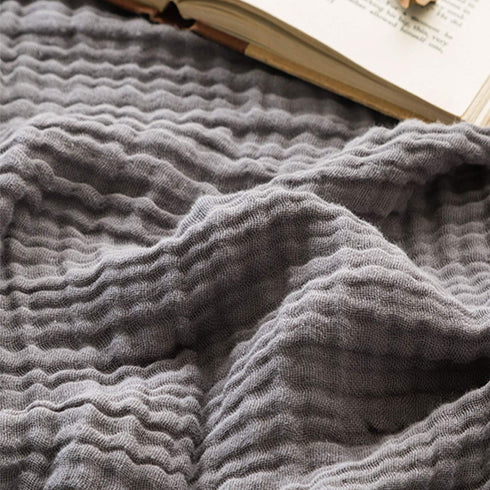 EMME Muslin Grey Twin Blanket 100% Cotton Bed Blankets for Adults and