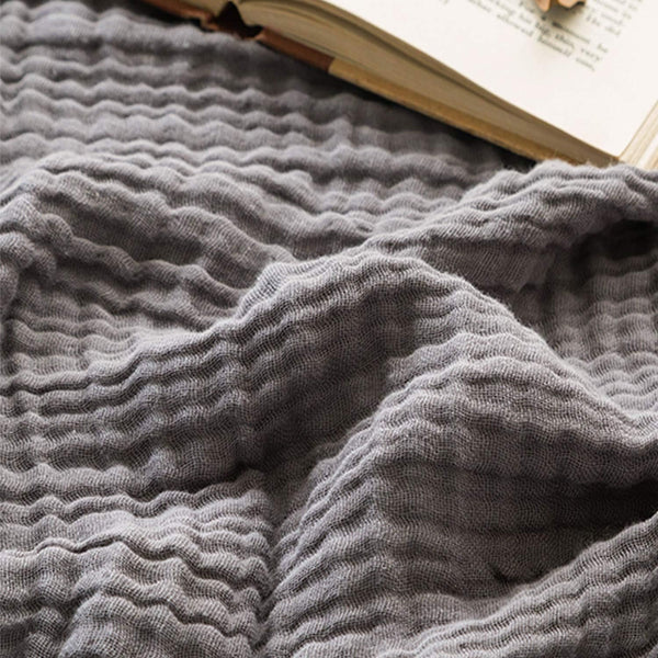 EMME Muslin Grey Twin Blanket 100% Cotton Bed Blankets for Adults and