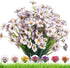 Artificial Outdoor Flowers, 8 Bundles UV Resistant Plastic Faux Violet Flowers for Garden Porch Window Box Decoration