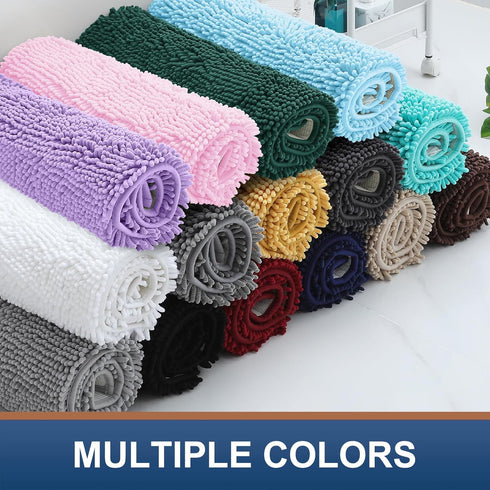 Smiry Chenille U-Shaped Toilet Bathroom Rugs, Soft Absorbent Non-Slip Contoured Machine Washable Bath Mats (24"x20",