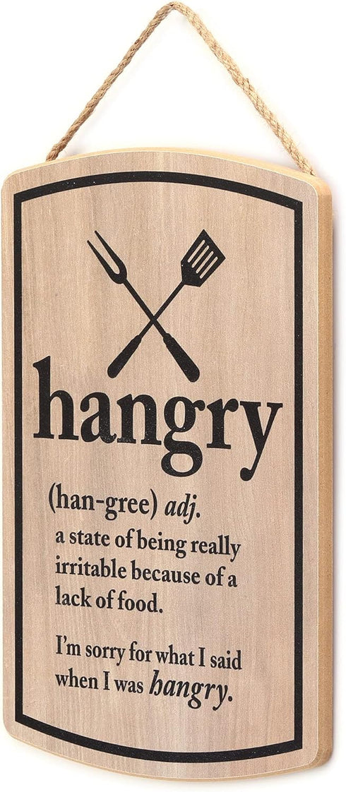 Hangry Definition Wood Wall Decor: Funny Hanging Sign for Kitchen - I'm Sorry For What I Said When I Was Hangry