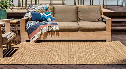 Unique Loom Outdoor Modern Collection Area Rug - Links, 2' 2" x 3' 1" Rectangle, Light Brown/Brown