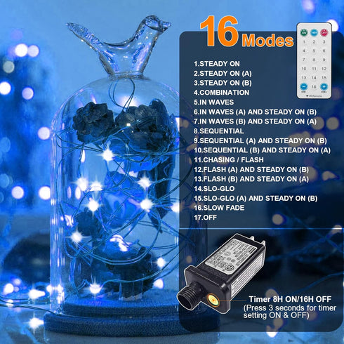 33Ft 100 LAMPHOME Fairy Lights Plug in, LEDs Waterproof Twinkle Firefly Lights, Adaptor Included, Starry String Lights