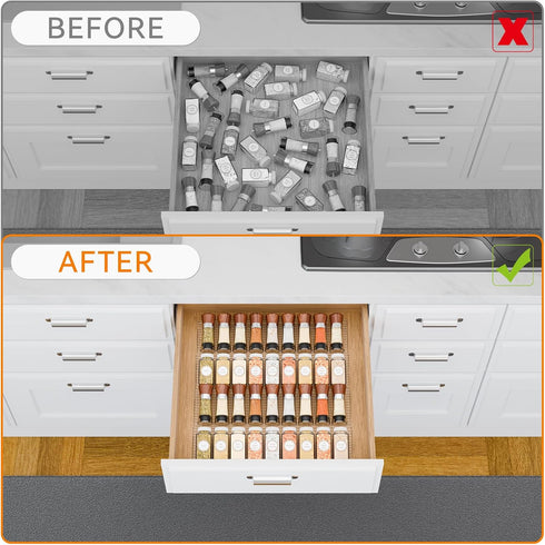 Yieach 8 Pack 9'' 17.7'' Adjustable Narrow In Drawer Spice Organizer - Expandable From to - Acrylic Drawer Seasoning