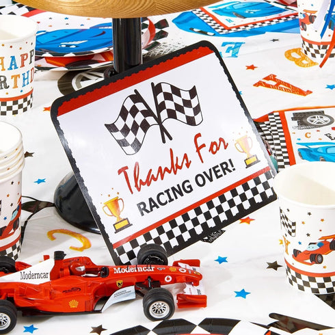 WERNNSAI Racing Car Party Decorations - 10PCS Funny Car Birthday Decoration Signs for Boys, Racing Car Theme Party