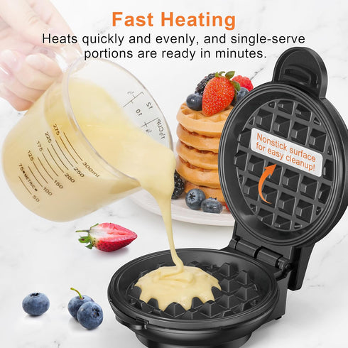 CROWNFUL Mini Waffle Maker, 4" Chaffle Maker with Non-Stick Surface, Easy to Clean, Recipe Guide Included