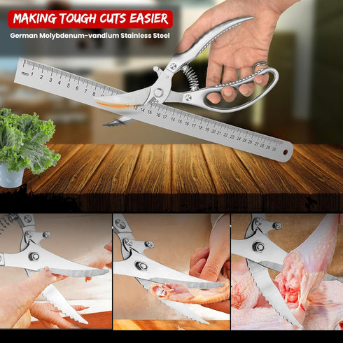 Heavy Duty Poultry Shears Meat Shears with Non-Slip Handle | Kitchen Shears for Chicken, Turkey, Bone, Vegetables
