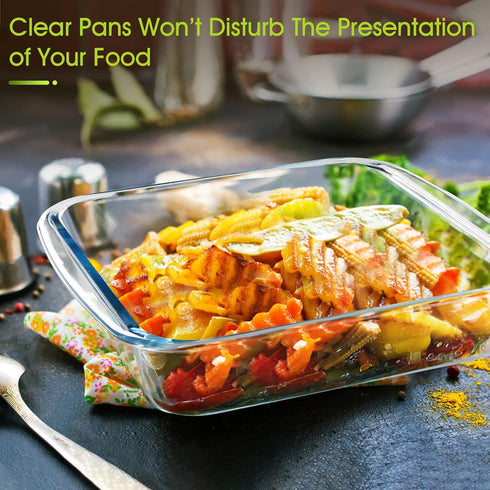 NUTRIUPS 1.7QT Square Glass Baking Dish | 8.2x8.2In Square Baking Pan for Oven