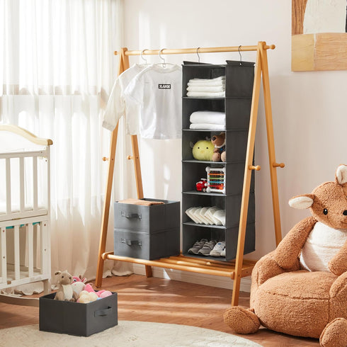 6 Closet Closet 2 (Grey-D3) MAX Houser Tier Shelf Hanging Organizer, Hanging Shelf with Sturdy Hooks for Storage