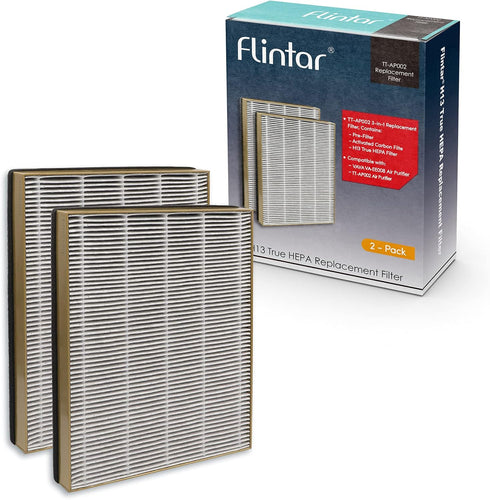 Flintar True HEPA Replacement Filter, Compatible with TaoTronics TT-AP002 and VAVA VA-EE008 Air Purifiers