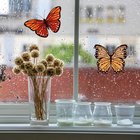 GORGECRAFT 6.3x6.3 Spring Butterfly Vinyl Window Clings, Non-Adhesive Reusable Decals for Sliding Glass Doors