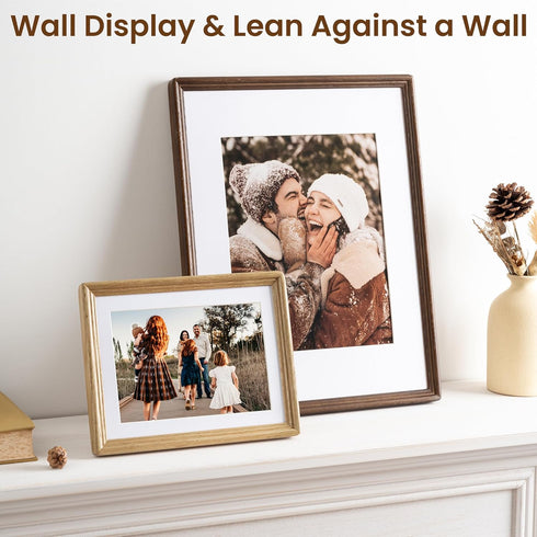 16x16 12x12 Axeman Natural Solid Oak Wood Picture Frame with Mat, Premium Rustic Wooden Photo Frames with Tempered