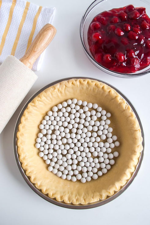 Fox Run Ceramic Pie Crust Baking Weights, 8.8-Ounce, Includes Glass Storage Jar