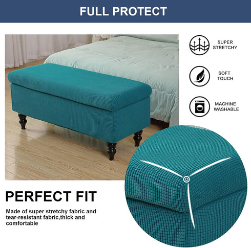 FUANGUI Ottoman Cover Slipcovers Rectangular Printed Folding Stretch Storage Bench Footrest Sofa Stool Covers Footstool