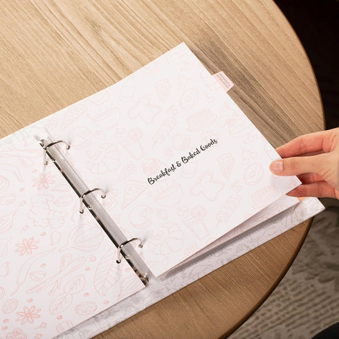 Recipe Binder with Plastic Sleeves - Hard Cover, Includes 40 Blank Cards and 8 Dividers
