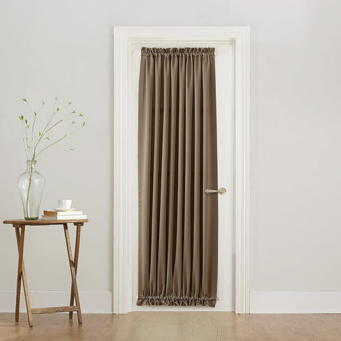 Sun Zero Barrow Energy Efficient Rod Pocket Door Curtain Panel, 54" x 72", Mocha