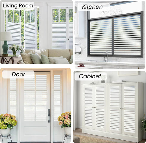 Viseeko Frosted Glass Window Privacy Film, Window Cling for Day and Night Privacy, Heat Blocking Decorative Window Film