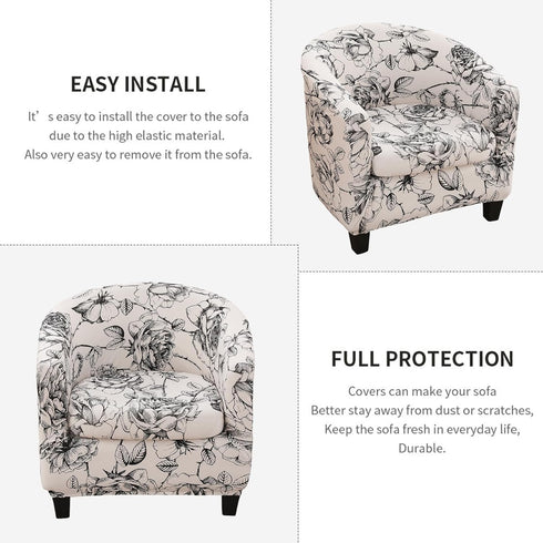 2 14 NILUOH Club Chair Slipcover Piece Stretch Barrel Chair Covers Printed Tub Chair Slipcovers Soft Accent Armchair