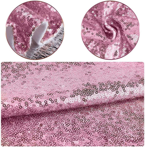 Pink Christmas Tree Skirt, 48 inch Large Sequin Xmas Tree Mat, Double Layers Glitter Decorations for 7.5 Ft Tree
