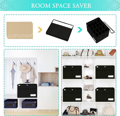 16 Closet, Luvhomee Shoe Storage Organizer, Fits Pairs, Large Shoe Organizer Box for Clear Foldable Shoes Containers