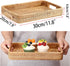 Hipiwe 11.8x7.9x1.8inch Rattan Serving Tray Hand Woven Tray with Handles Rattan Rectangular Basket Trays for Storage