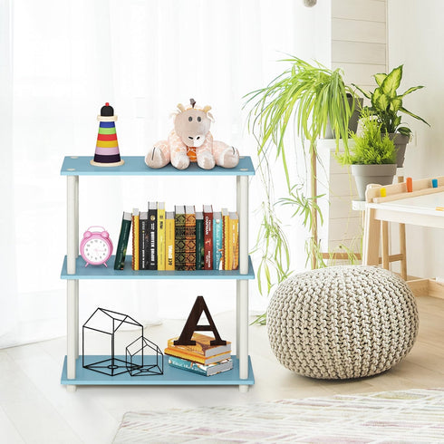Furinno Turn-N-Tube 3-Tier Compact Shelf Display Rack, Light Blue/White