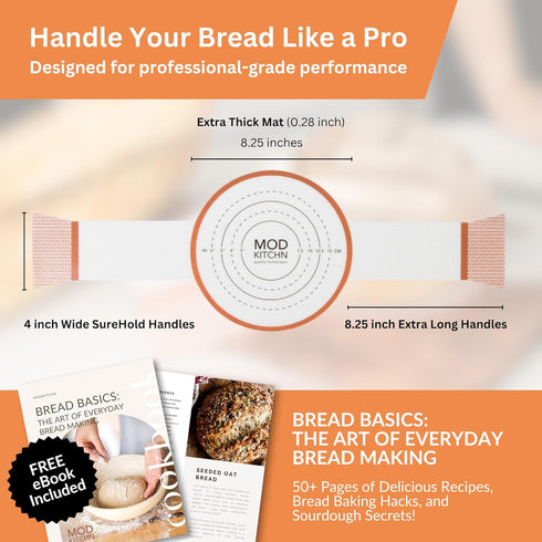 Silicone Bread Sling, Exclusive SureHold Handles, Sourdough Baking Sling, Bread Mat for Bread Making Tools