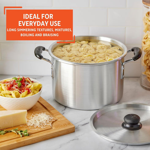 IMUSA USA Silver Aluminum Stock Pot with Lid, 8 Quart, 12 Quart
