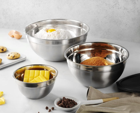 Table Concept Set Mixing Bowls with Airtight Lids, Stainless Steel Nesting Bowl for Space Saving Storage, Ideal