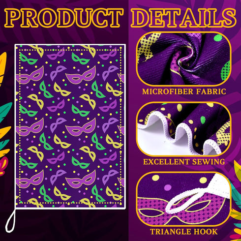6 FuWeave Pcs Mardi Gras Kitchen Towels Carnival Mask Farmhouse Hand Dish Towels De Lis Iris Drying Tea Cloth