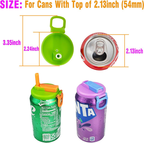 6 pack 6 ORIGINAL CREATOR - DIPESI color Soda Can Lids with Straws, Reusable Silicone Straws Soda Can Covers