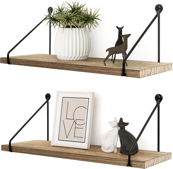 Afuly Floating Wall Shelves Rustic Wall Mounted Hanging Shelf Farmhouse Wall Bookshelf