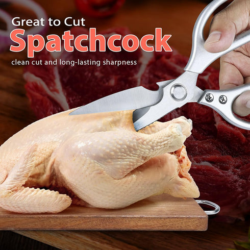 Heavy Duty Kitchen Scissors for Food, Dishwasher Safe, Sharp Cutting for Meat, Poultry, Vegetable