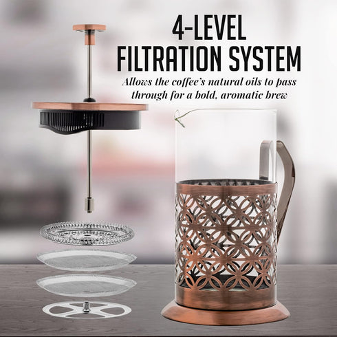 OVENTE French Press Coffee Maker, 34 Ounce, Durable Borosilicate Glass with Stainless Steel Filter Plunger System