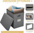 Emosoon 16.5x16.5x11.8in Tall Ottoman with Storage Collapsible Fabric Small Slim Folding Ottoman Furniture with Handles