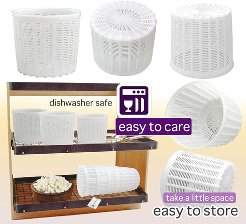 5 3 Pcs Soft Cheese Mold for Cheese Making QT - Cheese Making Mold - Cream Cheese Form Mold - Homemade Cheese Making