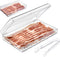 Bacon Keeper Storage Container with Tong, Deli Meat Storage Container with Perforated Tray for Freshness, Clear Durable