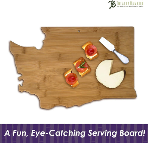 Totally Bamboo Washington State Shaped Bamboo Serving and Cutting Board