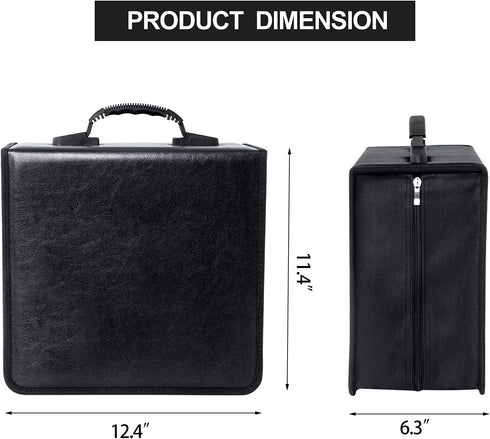 CD Case - 400 Capacity DVD Wallets, Protective CD Storage Organizer Holder Album Box Binder (Black Leather)