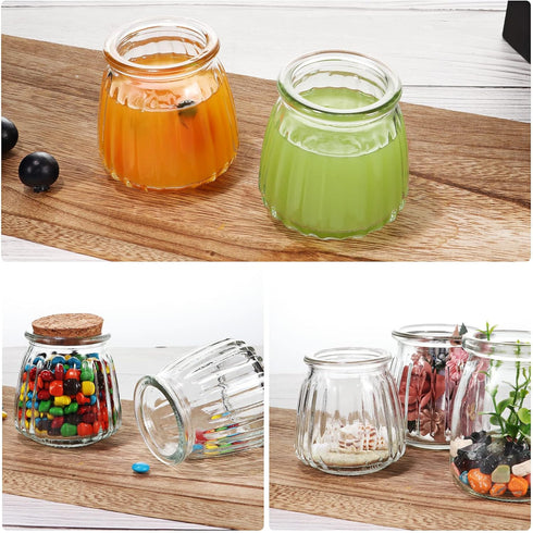 4oz 24 Pack Glass Jars with PE Lids and Cork Lids, Mini Pudding Jars Yogurt Jars Containers for Spice, Jam, honey