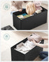 SONGMICS 30 Inches Folding Storage Ottoman Bench with Flipping Lid, Faux Leather, Black