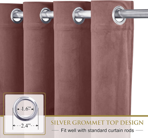 84 inches Grommet W52 L84, 2 StangH Velvet Curtains Long, Wild Rose Pink Room Darkening Curtains for Bedroom, Nursery