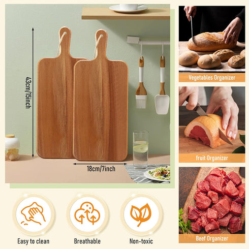 6 Pack (17 7 Acacia Wood Cutting Board with Handle Wooden Kitchen Chopping Boards Large Wooden Charcuterie Boards